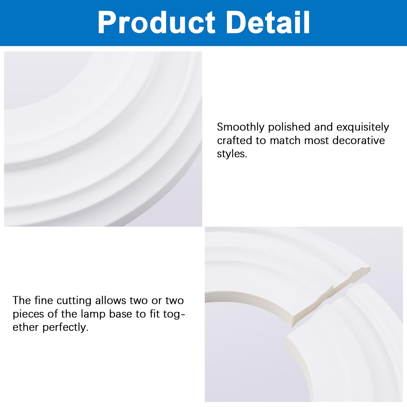 INCREWAY 2Packs Split Lighting PU Ceiling 3D Modeling Ceiling Cover Plate Ceiling Fan Medallion Home 12 Inch OD x 5 Inch ID - Image 4