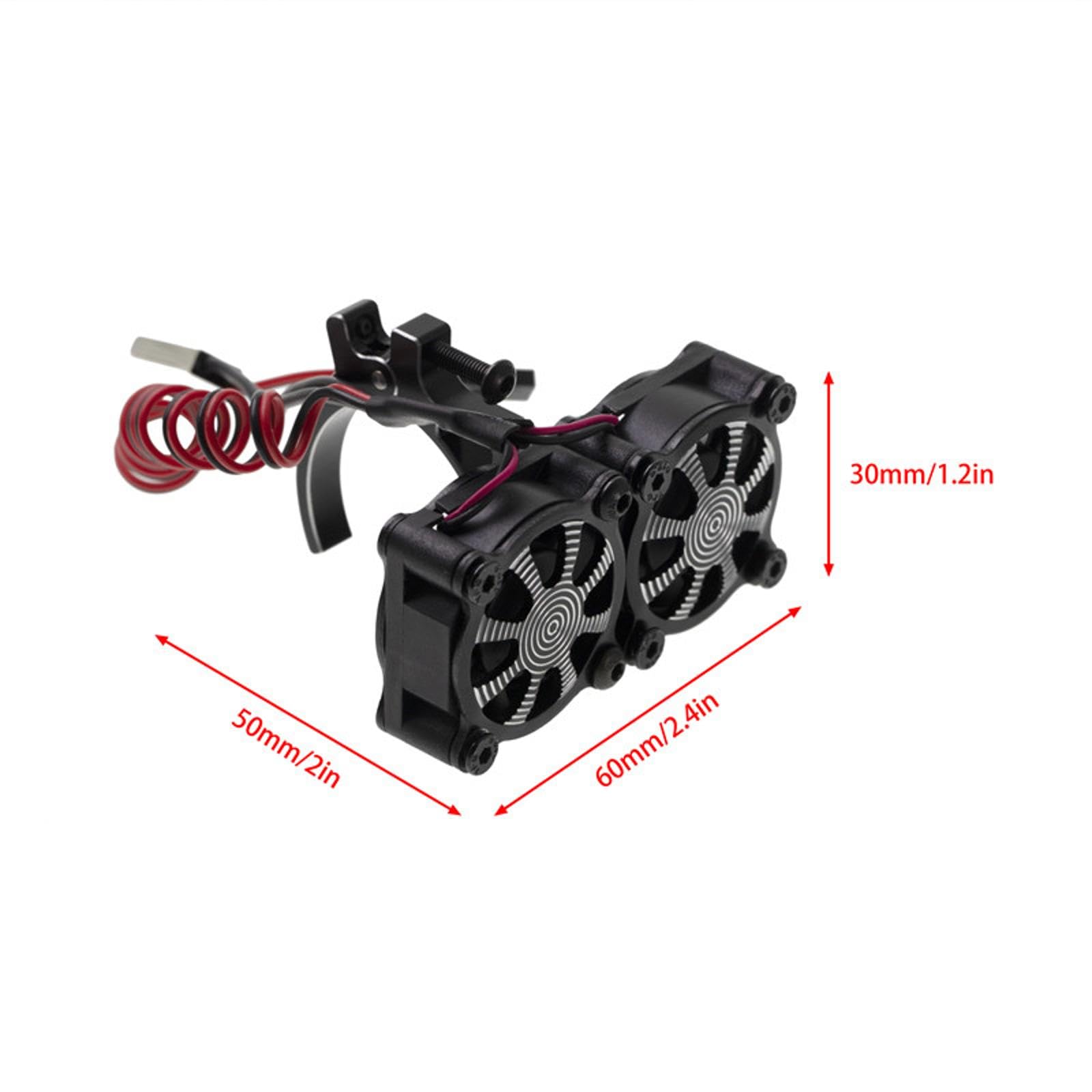 5-10V Motor Heatsink Dual Cooling Fan for Axial SCX10 TRX4 RC Car Black