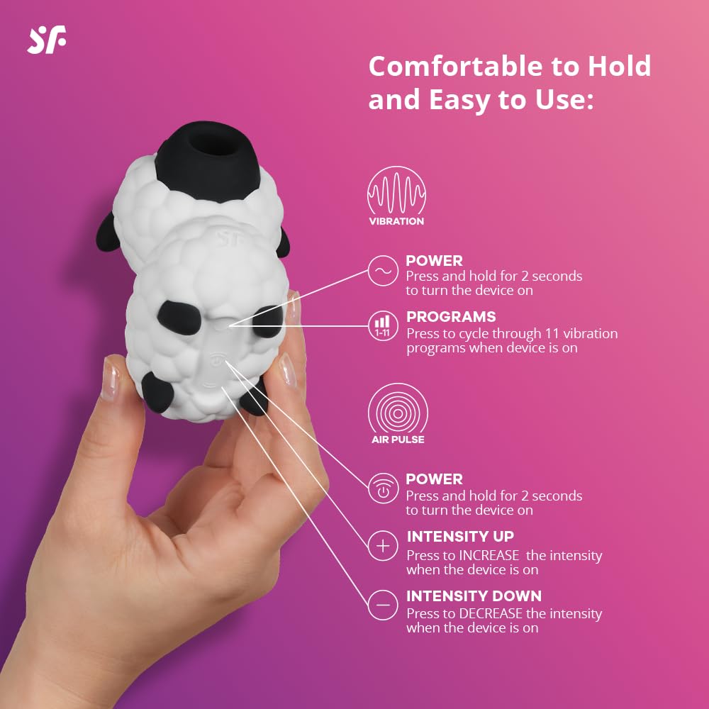 Satisfyer Dreamy Sheep, vibratore da donna a onde di pressione | stimolatore clitorideo con 2 motori | onde di pressione e vibrazione controllabili separatamente | impermeabile | in silicone