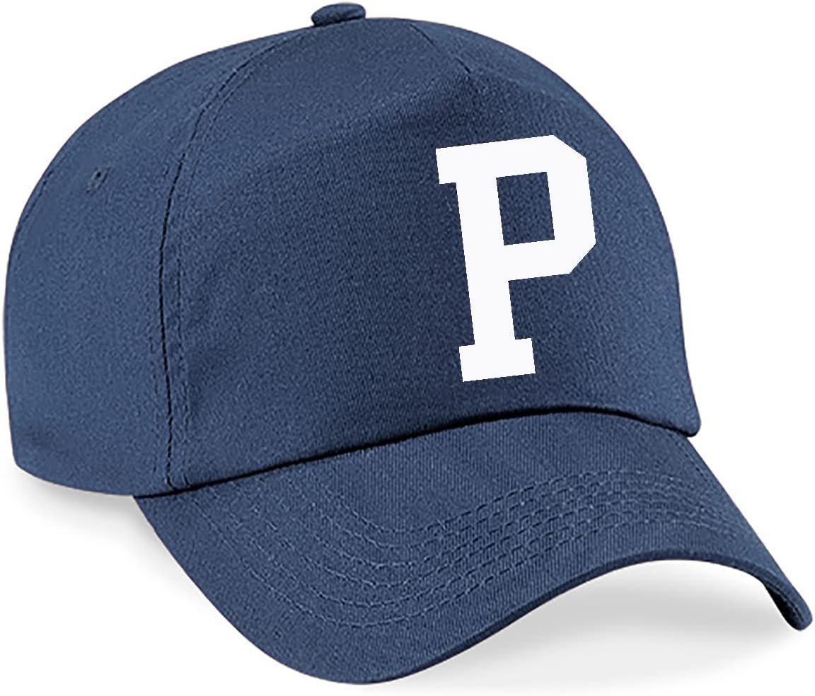 4sold Casual 100% Cotton Breathable Alphabet AZ Navy Blue Caps White Letter Hat Hats Unisex Boys Girls Cap Baseball Kids Cap Letter