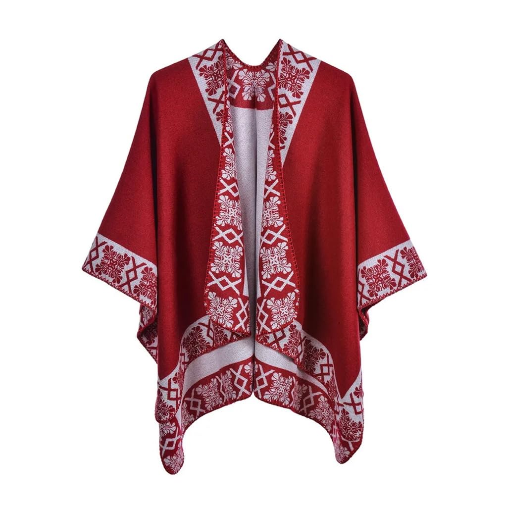 Dninmim Chal de doble cara con estampado de otoño e invierno para mujer, chal jacquard grueso cálido chal bufandas