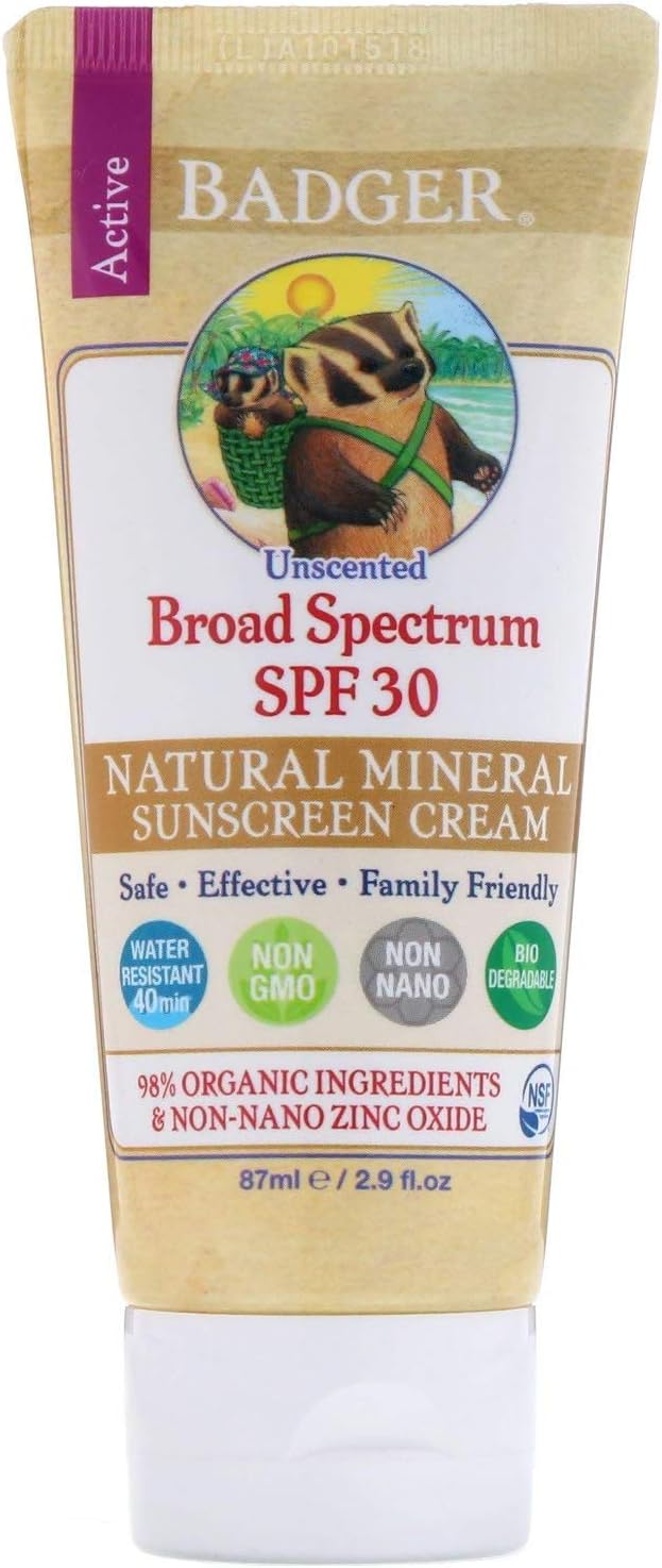 BADGER Spf30 Sun Cream Unscented, 87 ML