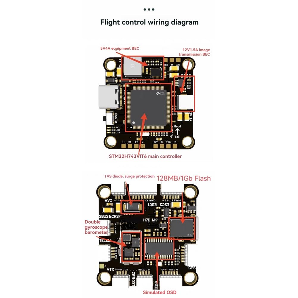H7D MK1 H743 Flight Controller + 4-in-1 75A ESC Support AP/INAV//RotorFlight Firmware per Drone RC FPV