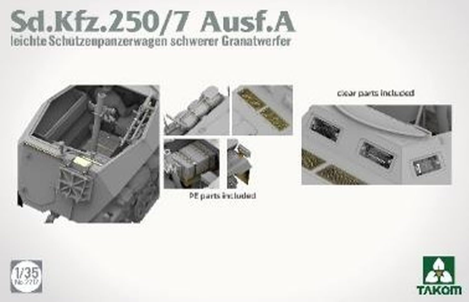 Tacom TKO2212 1/35 Sd.Kfz.250/7 typ A lekki opancerzony żołnierz pojazd transportowy samobieżny typ moździerz plastikowy model