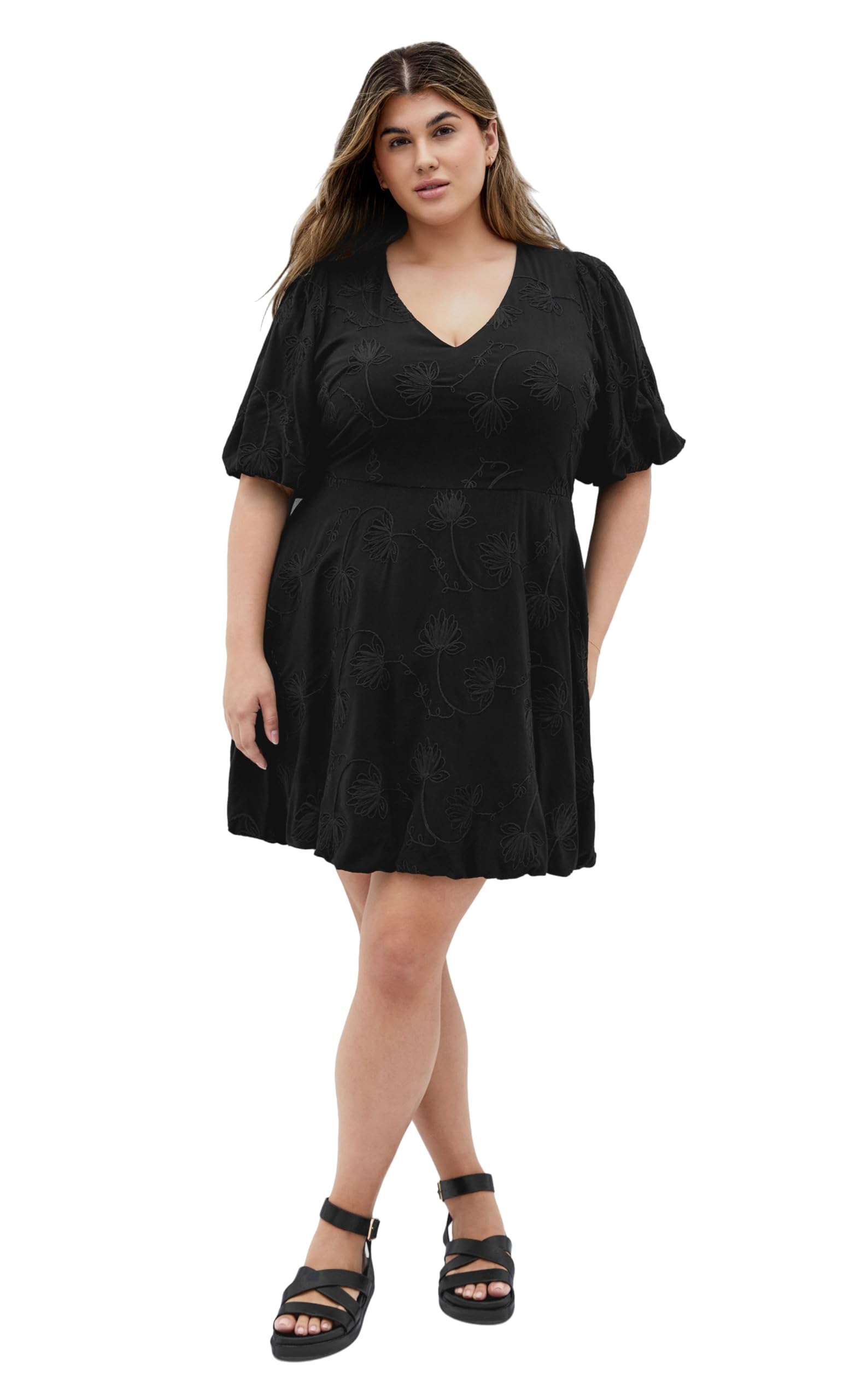 City Chic Women's Black Dress-Dottie, 20 Plus
