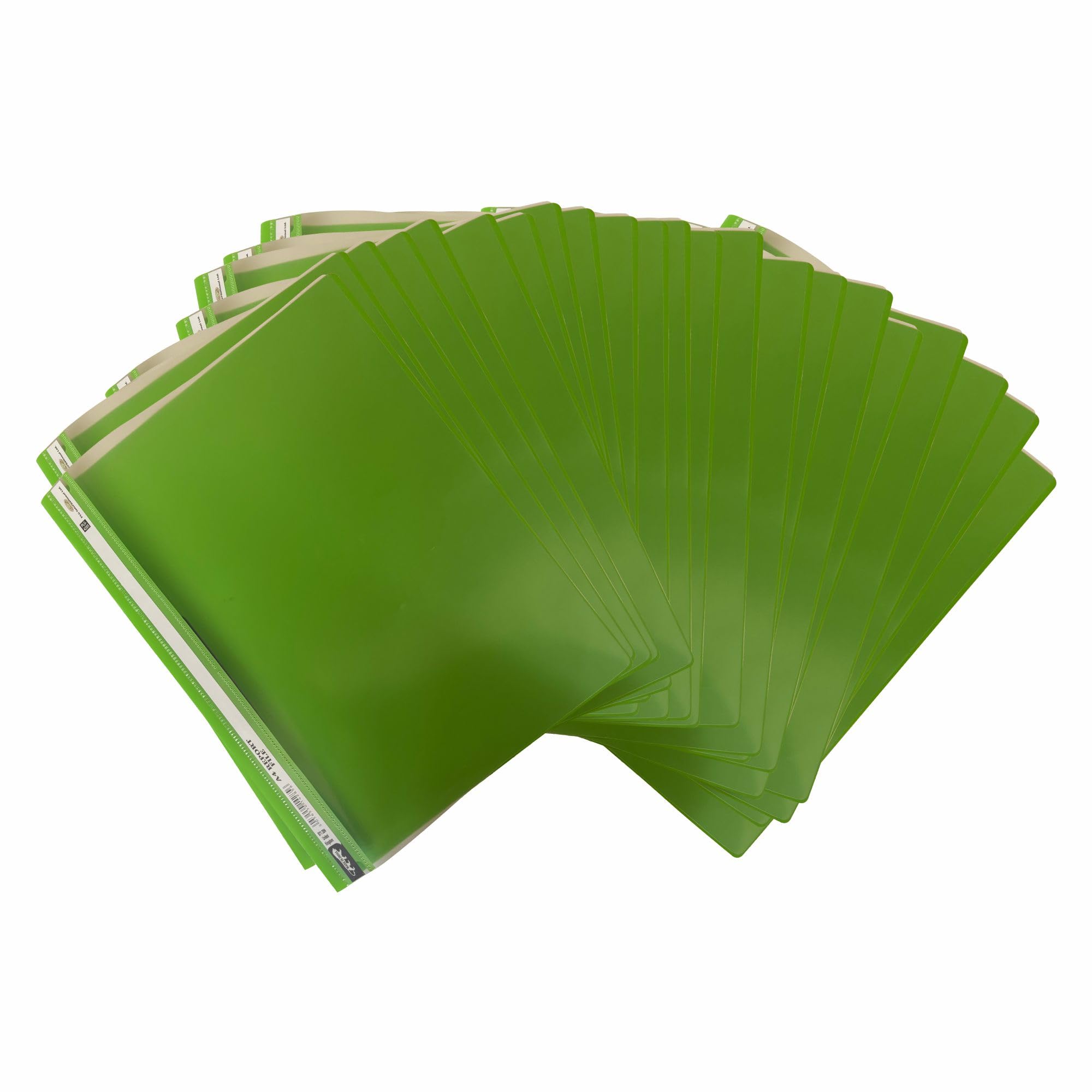 M1SS 25 PCS A4 Report File Project Folder, Plastic Display Presentation Folders Transparent Cover and 2 Prongs Document Folders Paperwork Stationery Report File Organiser for Office School (Green)