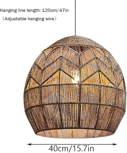 Miniatura 5 de Lámpara colgante de tejido de ratán rústico antiguo, hecho a mano, estilo bohemio, para cocina, isla, comedor, sala de estar, lámpara colgante