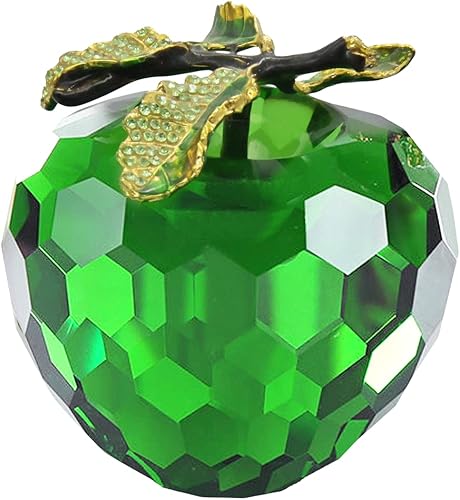 Figura de manzana facetada esmaltada de cristal esmaltado de manzana, decoración de mesa, regalo para el hogar, cumpleaños, vacaciones, Navidad