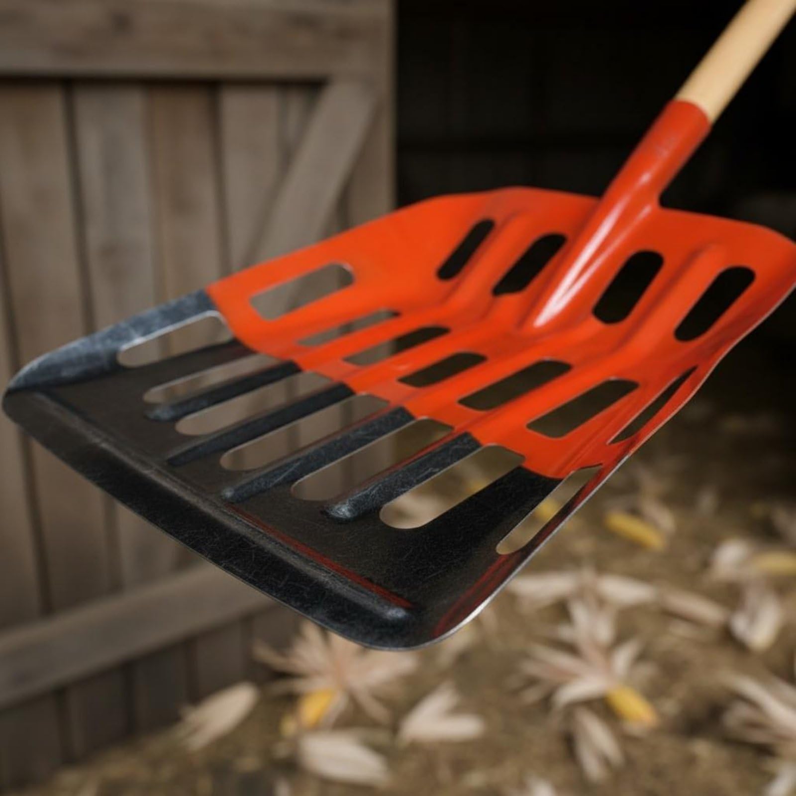 Pala de Cribado Agrícola Ristente Al Dgaste Pala Ranurada de Acero Multiusos Recogedor para, Jardineros, Granja, Corral, Jardín