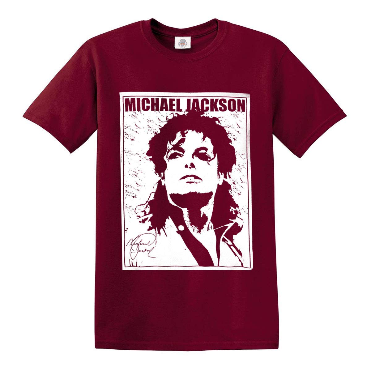 Trend Gear Signature T-Shirt King of Pop Legend Icon Music T-Shirt (L, Maroon T-Shirt)