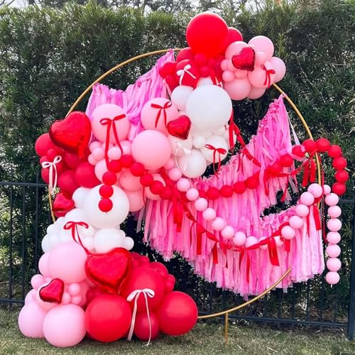 Image of YMSZ Red and Pink Balloons Arch Kit, Valentines Balloons Arch,134pcs Pink and Red Balloon for Birthday, Valentines, Anniversary Party Decorations