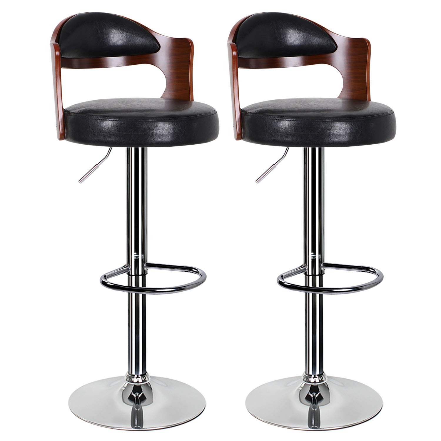 Buy Pair of Black Bar Stools,Breakfast Bar Stool with Padded Backrest