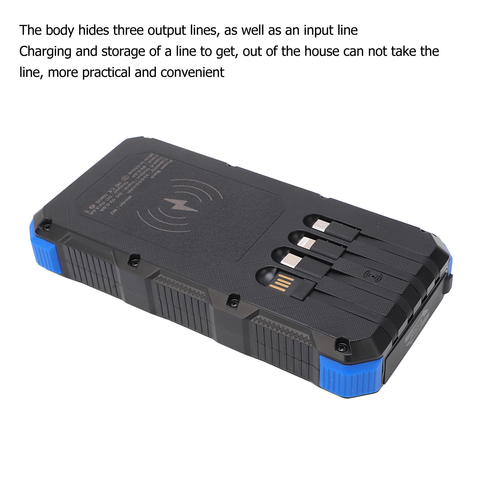 Banque d'énergie Solaire, Chargeur Solaire Portable ABS 36 800 MAh avec Charge Rapide, 3 Ports USB, Double Lumière LED, Entrée iOS Type C, pour Utilisation d'urgence en Camping en Plein