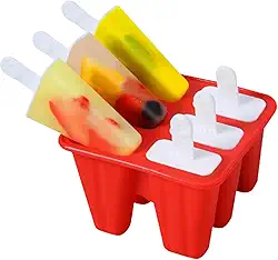 Forma de Picolé em Silicone, 6 Cavidades, com Palitos Reutilizáveis, Flexível, Fácil Desenforme, Molde para Sorvetes e Gelados Caseiros - Cores Variadas