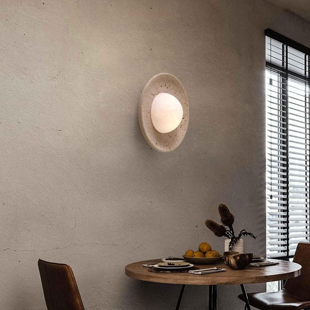 Lampada da parete rotonda in pietra naturale 9,8 pollici