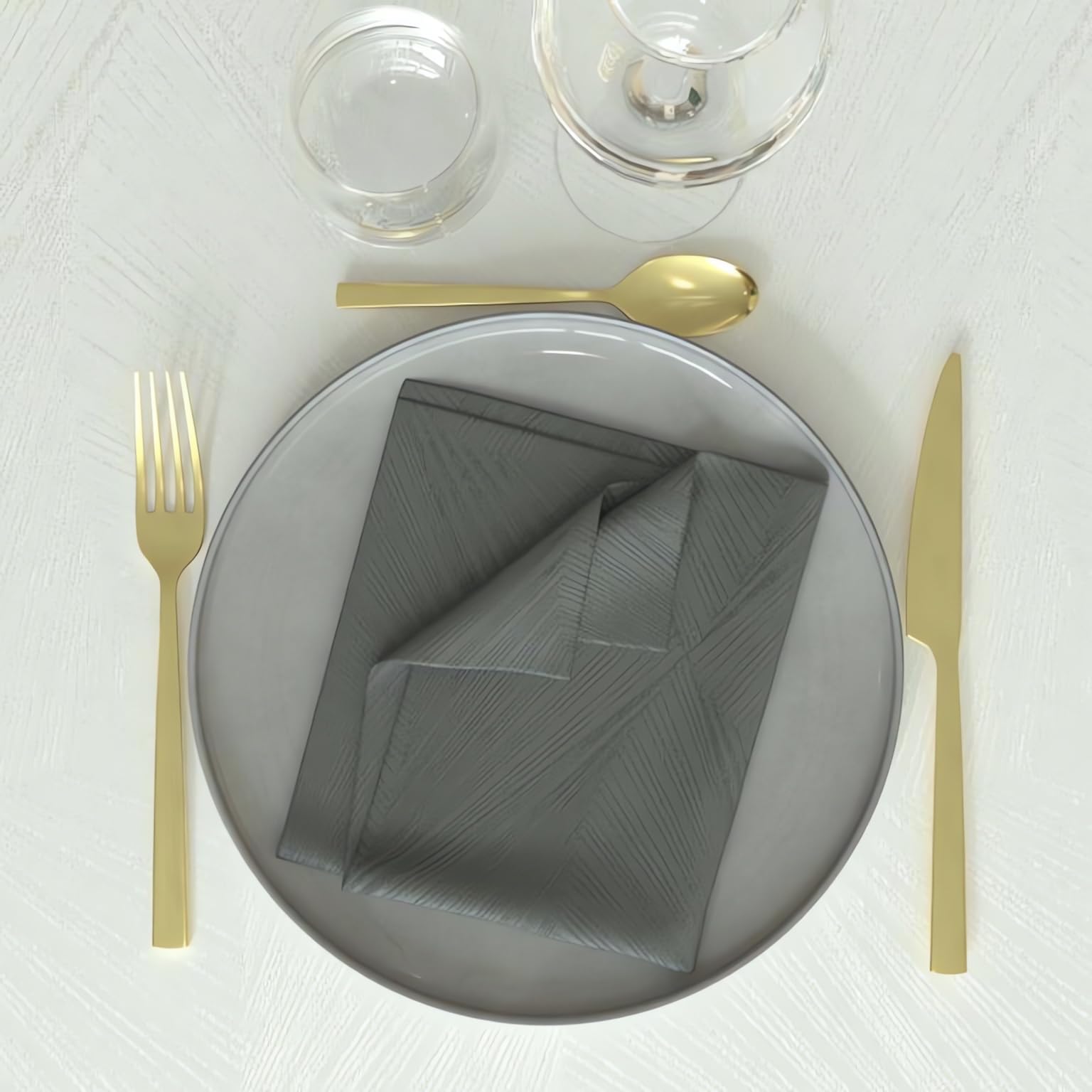 Soleil d'ocre, Set of 3 Napkins 45 x 45 cm Grey