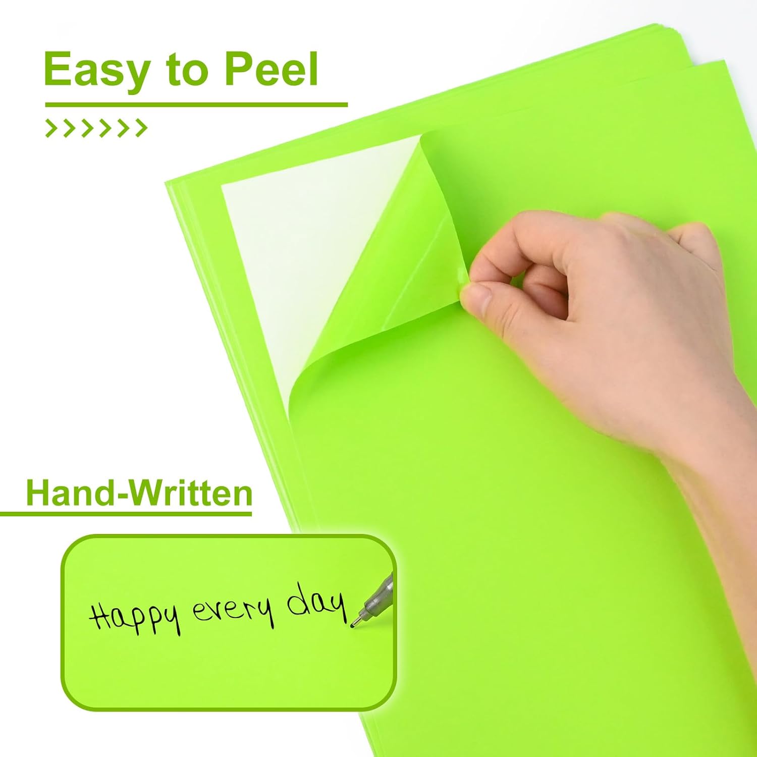 L LIKED 30 Fluorescent Green Full-Sheet Labels, 8-1/2" x 11" Neon Colored Self Adhesive Labels for Laser & Inkjet Printers - 30 Sheets - Image 4