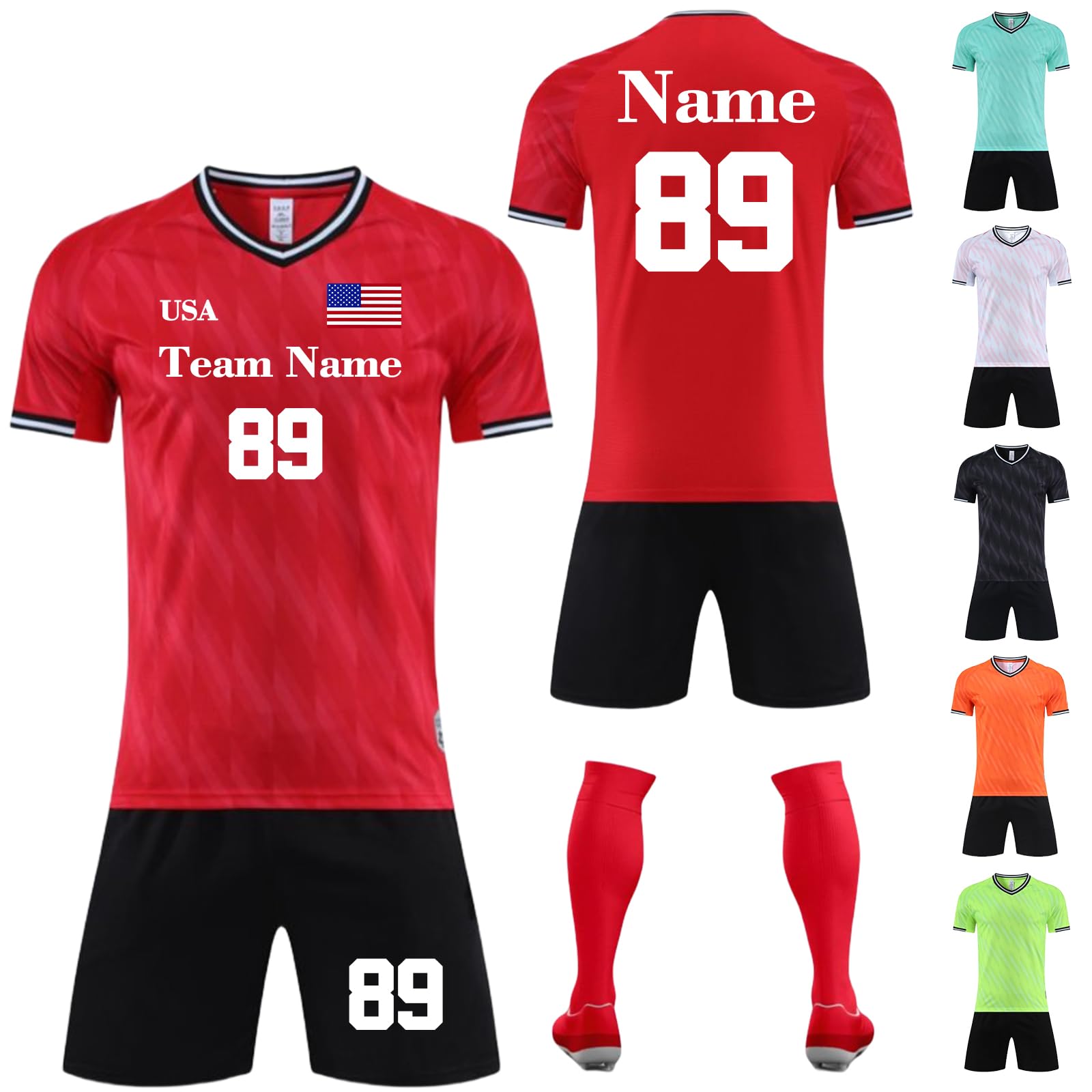 TOMIYO Custom Soccer Jersey with Name Logo Number,Personalized Soccer Jersey Shirt and Short for Boys Men Players Red