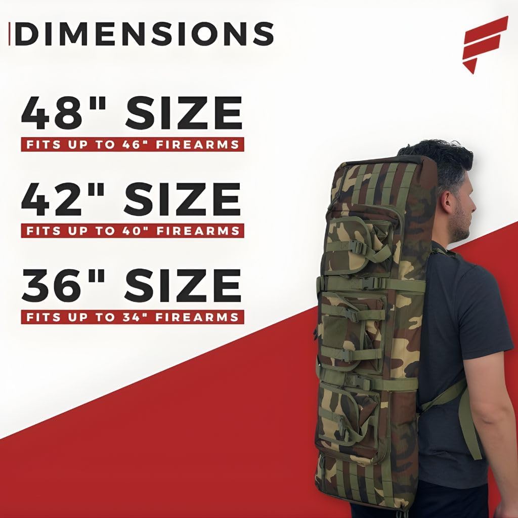 Tactical Double Rifle Soft Case – Water-Resistant Gun Bag w/Lockable Zippers, Backpack Straps, MOLLE & Padded Handle and Divider for Hunting, Shotguns, & More