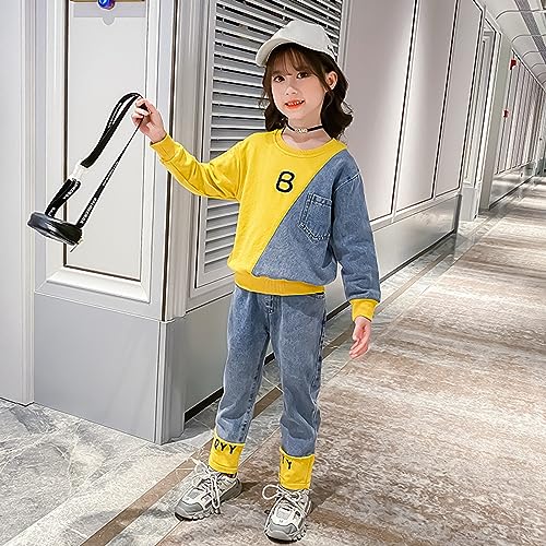 Amropi 2 PCS Set Completo Ragazze Felpa + Denim