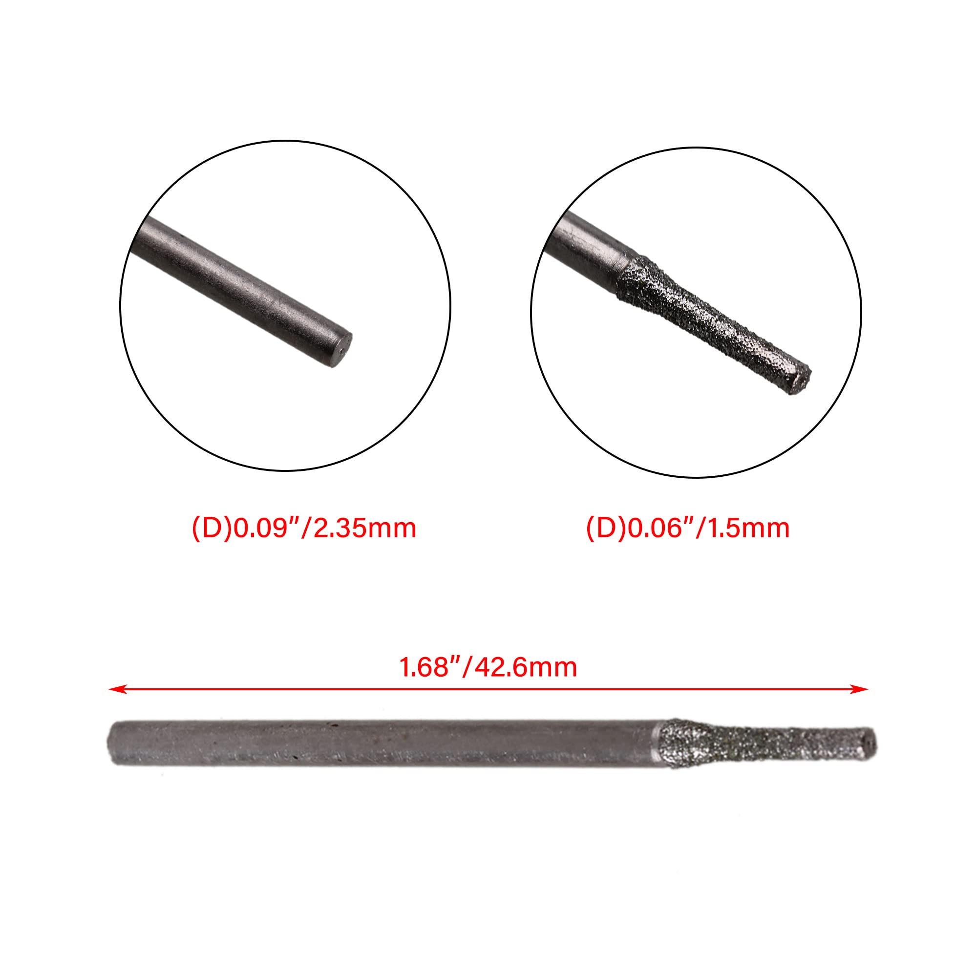 BQLZR - Set Di 10 Punte Da Trapano Prolungate Con Punta Argentata In Diamante Per Perforare Minerali, Perle, Agata, Gioielli, Argento, BQLZRN30150