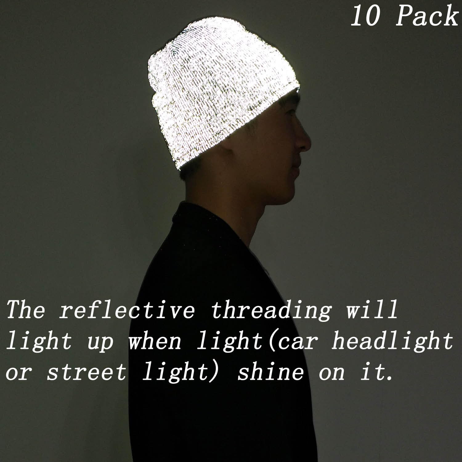 Reflektierende Beanie-Mütze, hohe Sichtbarkeit, warme Strickmütze, Sicherheits-Mütze, weich und gemütlich, für Laufen, Wandern, Radfahren, Joggen, Unisex, Erwachsene, Einheitsgröße für Männer und Frauen, sportliche Beanie-Mütze