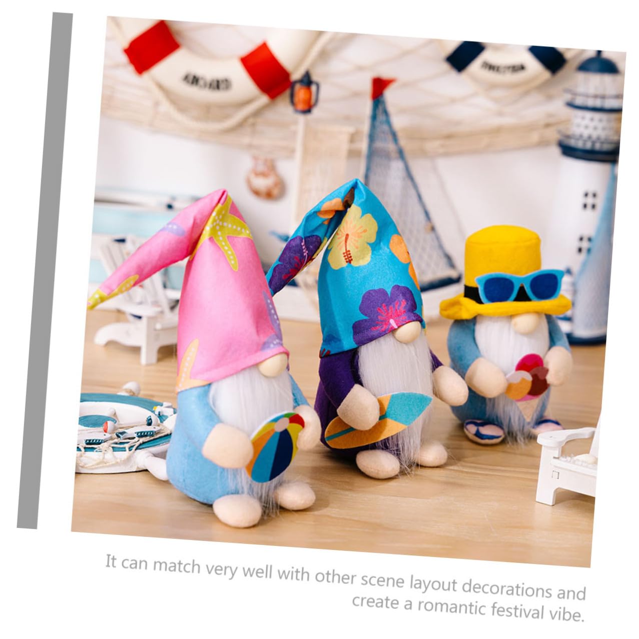 Ornamenti Gnomi di Peluche 3 Pezzi Accessori Spiaggia per Decorazioni Estive di Casa e Spazi Esterni
