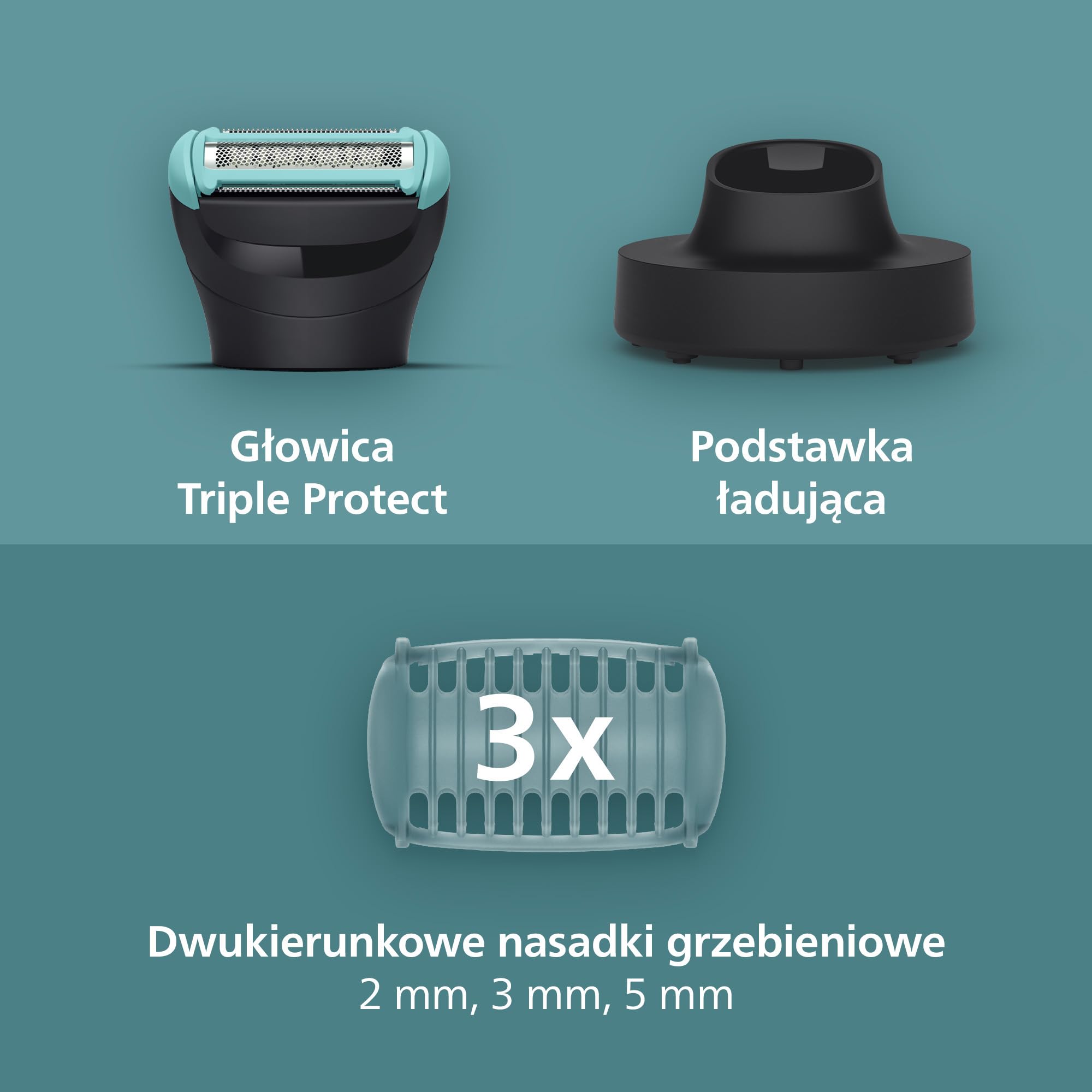 Philips Body Groomer Seria 5000 – trymer do ciała dla mężczyzn Triple Protect, Zapewnia golenie okolic intymnych, Trymer jest w pełni wodoodporny, a jego czas działania wynosi 100 minut; BG5485/30