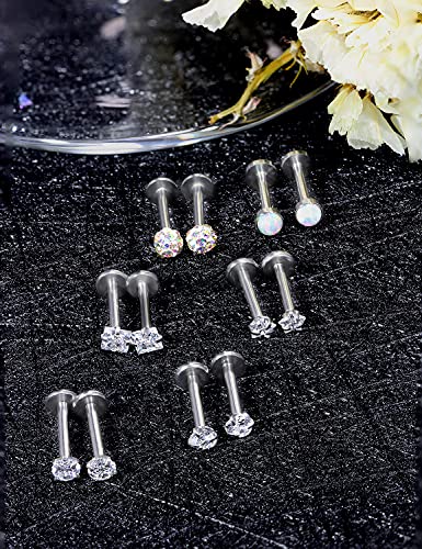16G Flat Back Earrings Nose Studs 316L Surgical Steel Medusa Labret Monroe Lip Ring Tragus Forward Helix Conch Cartilage Lobe Earrings Stud Piercing Jewelry For Women Men Silver Gold3