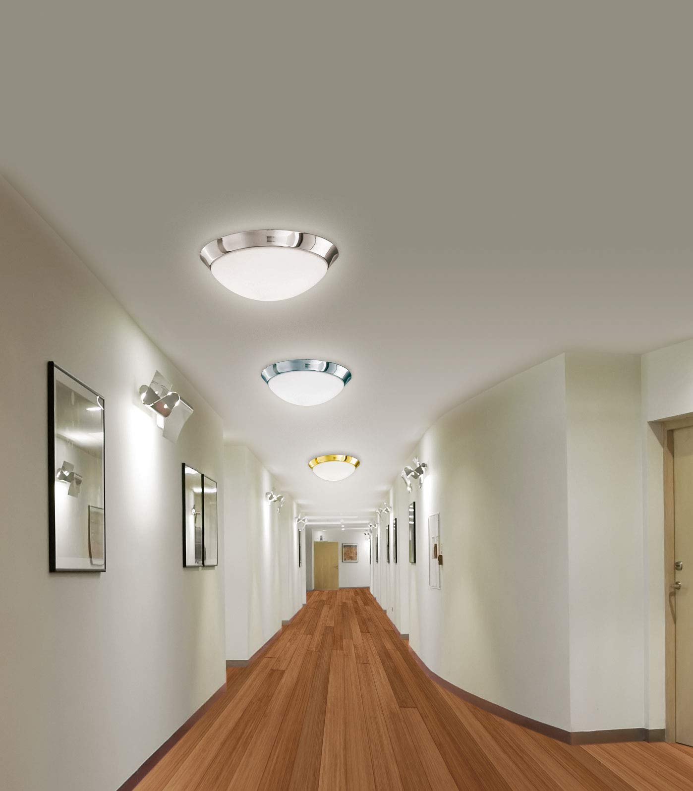 LUX de lámpara LED exterior lámpara Dodo IP44 230 V Lámpara de techo lámpara de baño redonda (Cristal Capacidad E27 ø32 cm Terraza níquel baño piso – Lámpara de techo