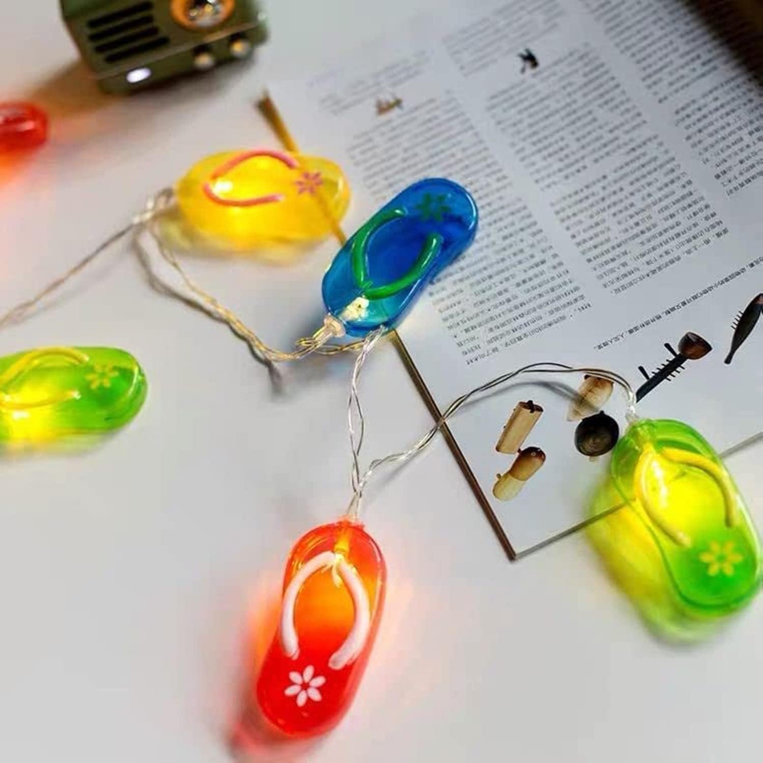 Lichterketten für draußen, Flip-Flop-Lichterkette, mehrfarbig, 1 m, 10 LEDs(Multicolour)