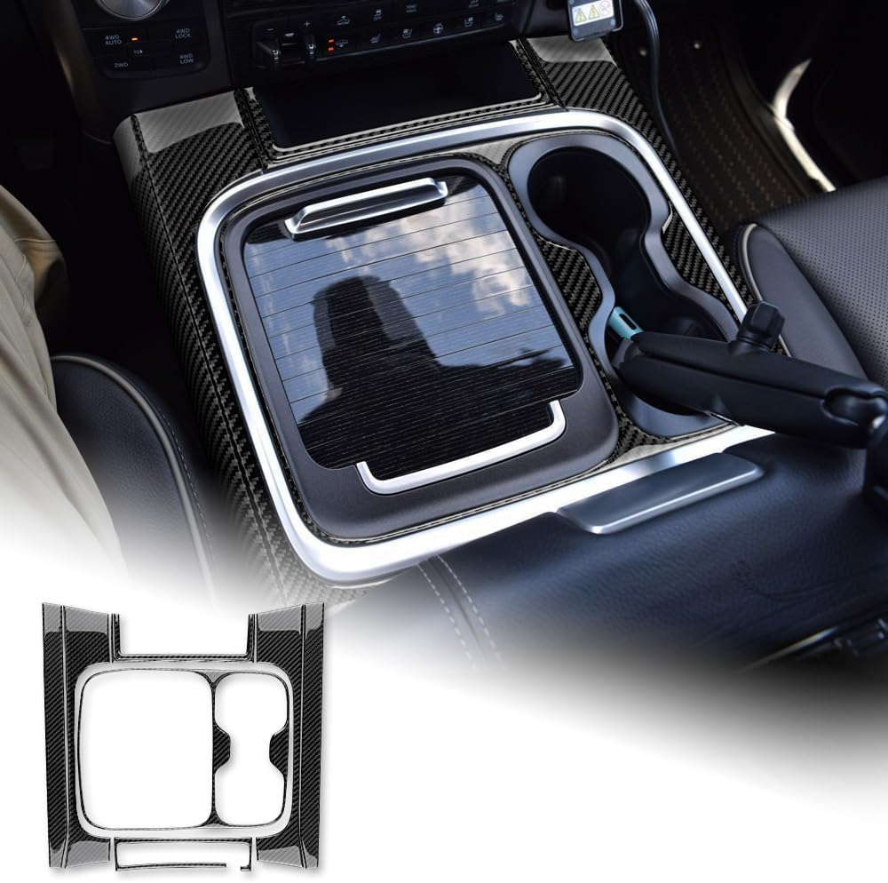 AIRSPEED for Dodge Ram 1500 2500 3500 2016 2017 2018 Center Console Gear Shift Panel Cover Carbon Fiber Interior Trim Accessories, Black