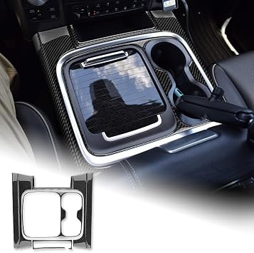 AIRSPEED for Dodge Ram 1500 2500 3500 2016 2017 2018 Center Console Gear Shift Panel Cover Carbon Fiber Interior Trim Accessories, Black