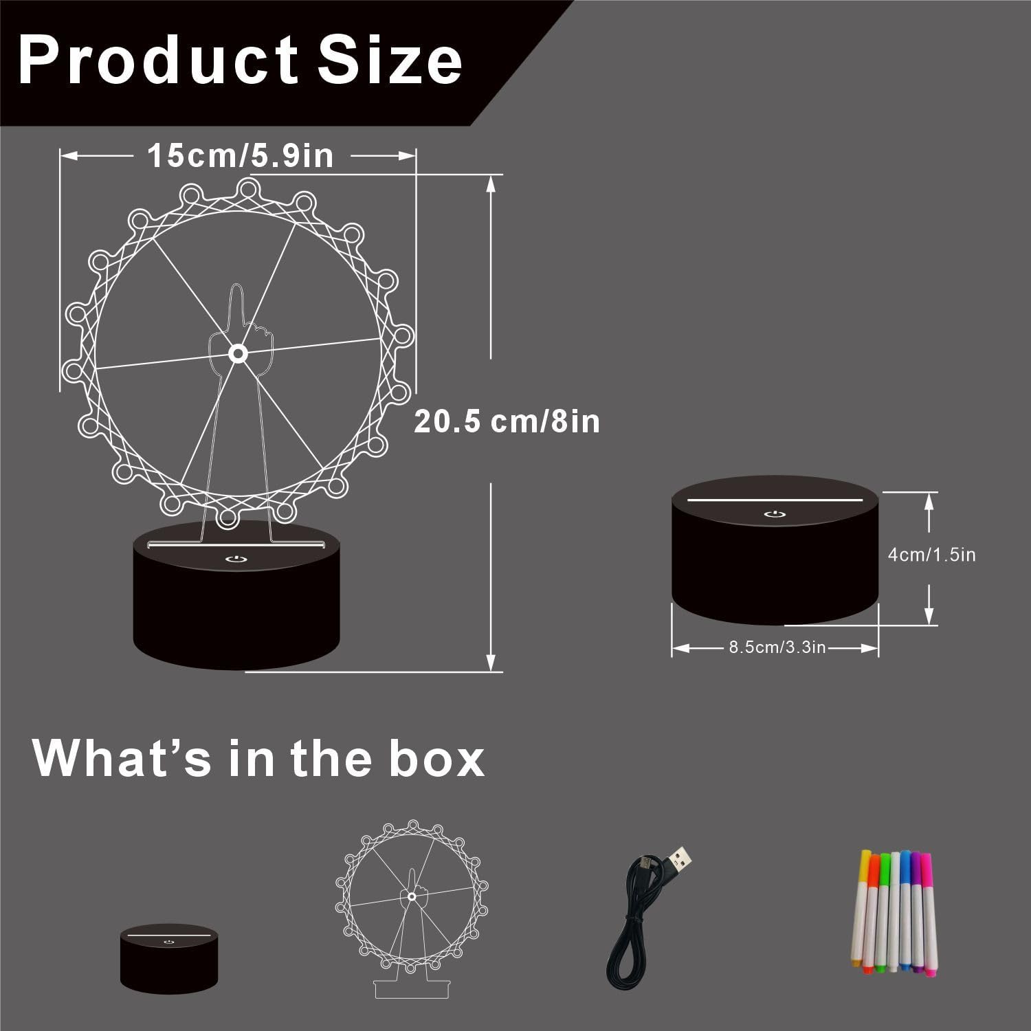 LED Illuminated Spin The Wheel Game with Stand - Prize Wheel for Carnivals/Parties, Spinning Prize Wheel with Heavy Duty Base, Interactive Light-Up Game (Transparent, D5.9)