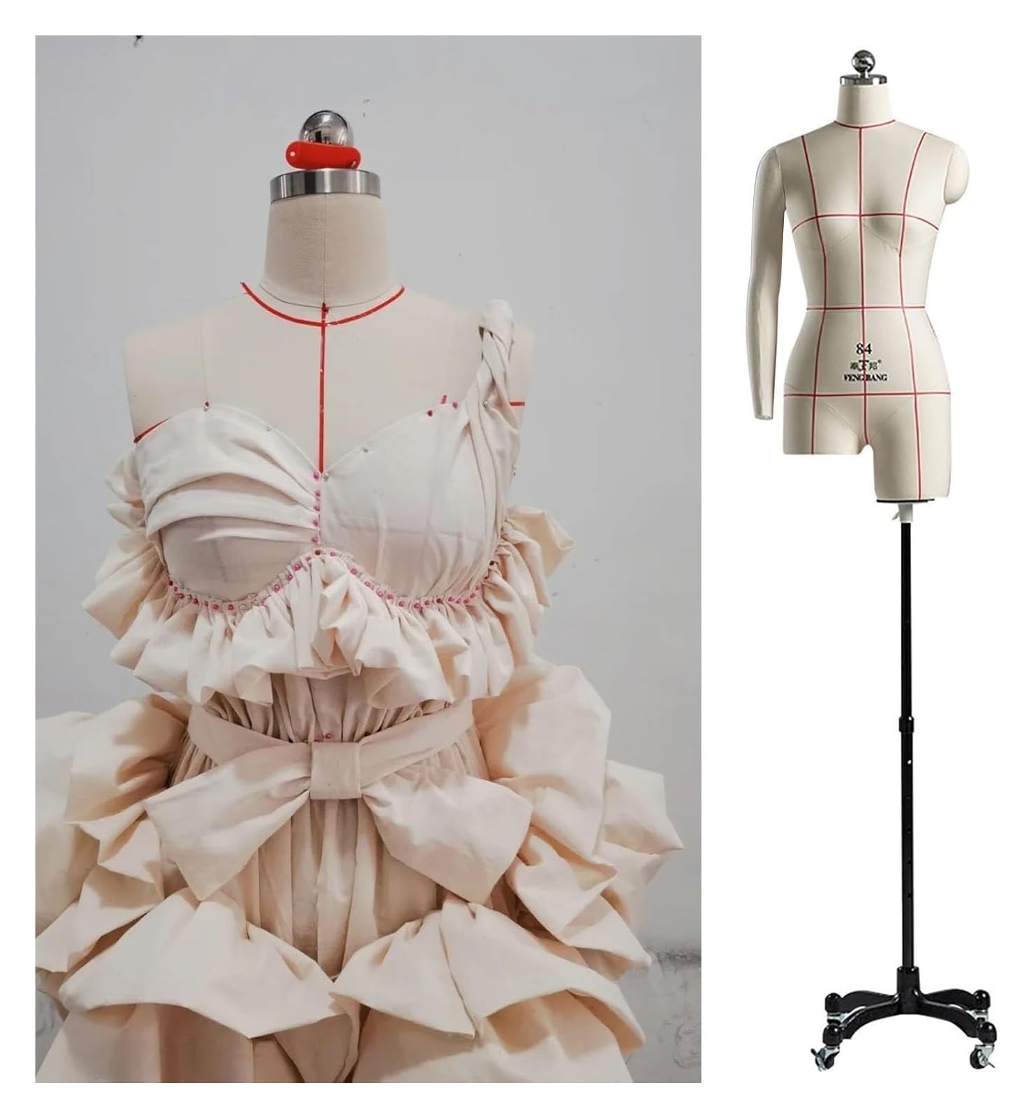 Maniquí ajustable para costura con busto de mujer y pie de trípode estable