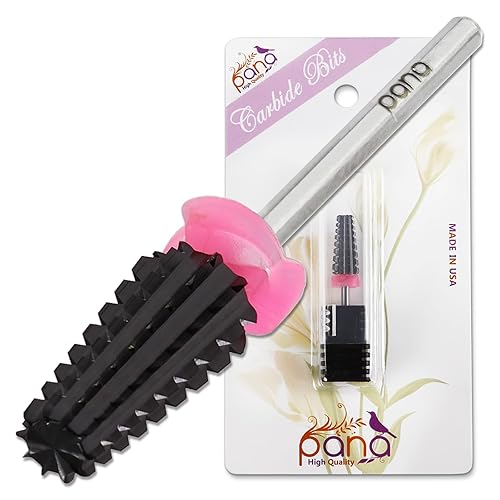 Miniatura 149 de PANA Broca de carburo de uñas 5 en 1 – Uso de rotación bidireccional para zurdos y diestros – acrílico de eliminación rápida o gel duro – vástago