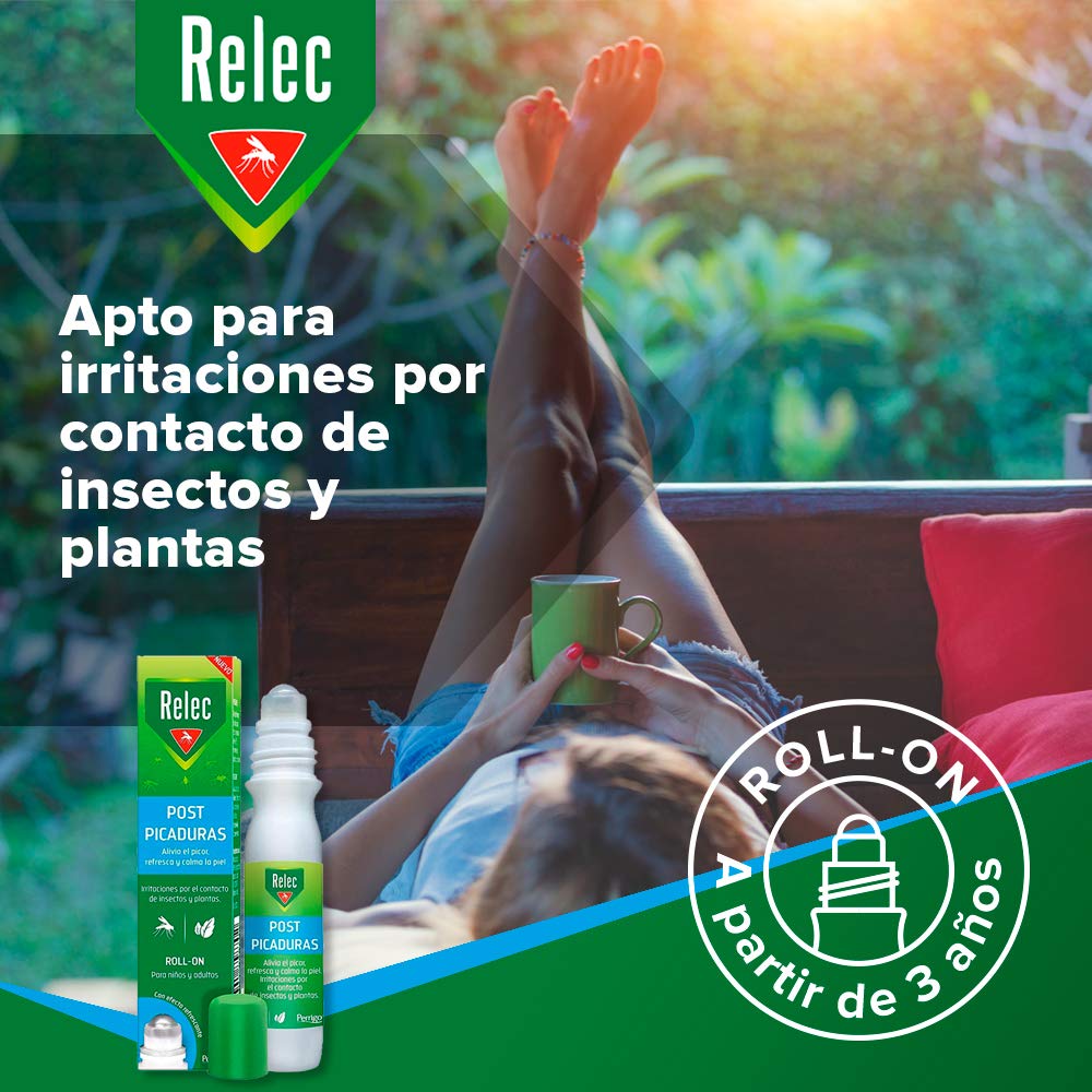 Relec Post Picaduras Roll-On 15 ml (+3 Años), Alivia Eficazmente el Picor Producido por Plantas e Insectos