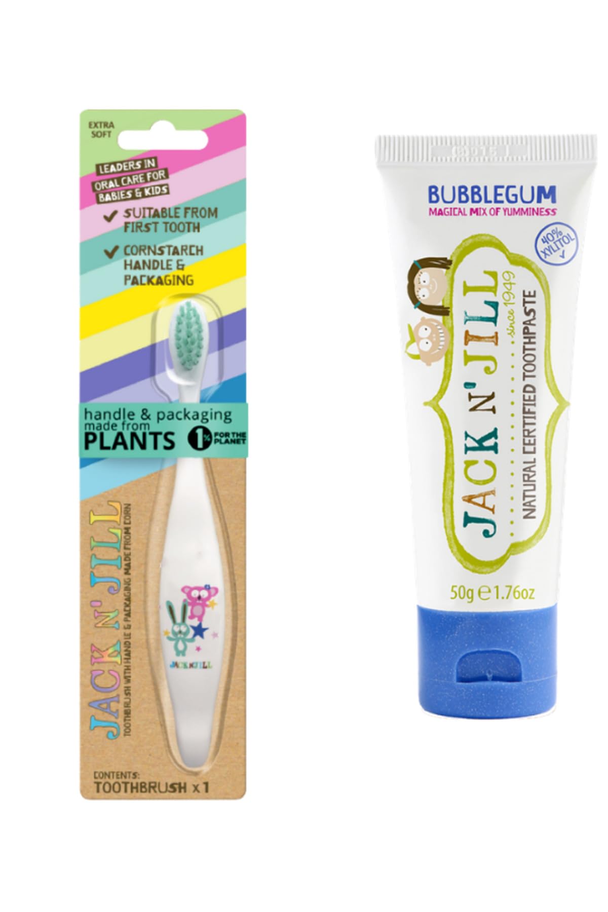 Jack N' Jıll Jack N Jill Doğal Diş Bakım Seti (Bunny&Koala Diş Fırçası + Sakız Aromalı Macun 50G)