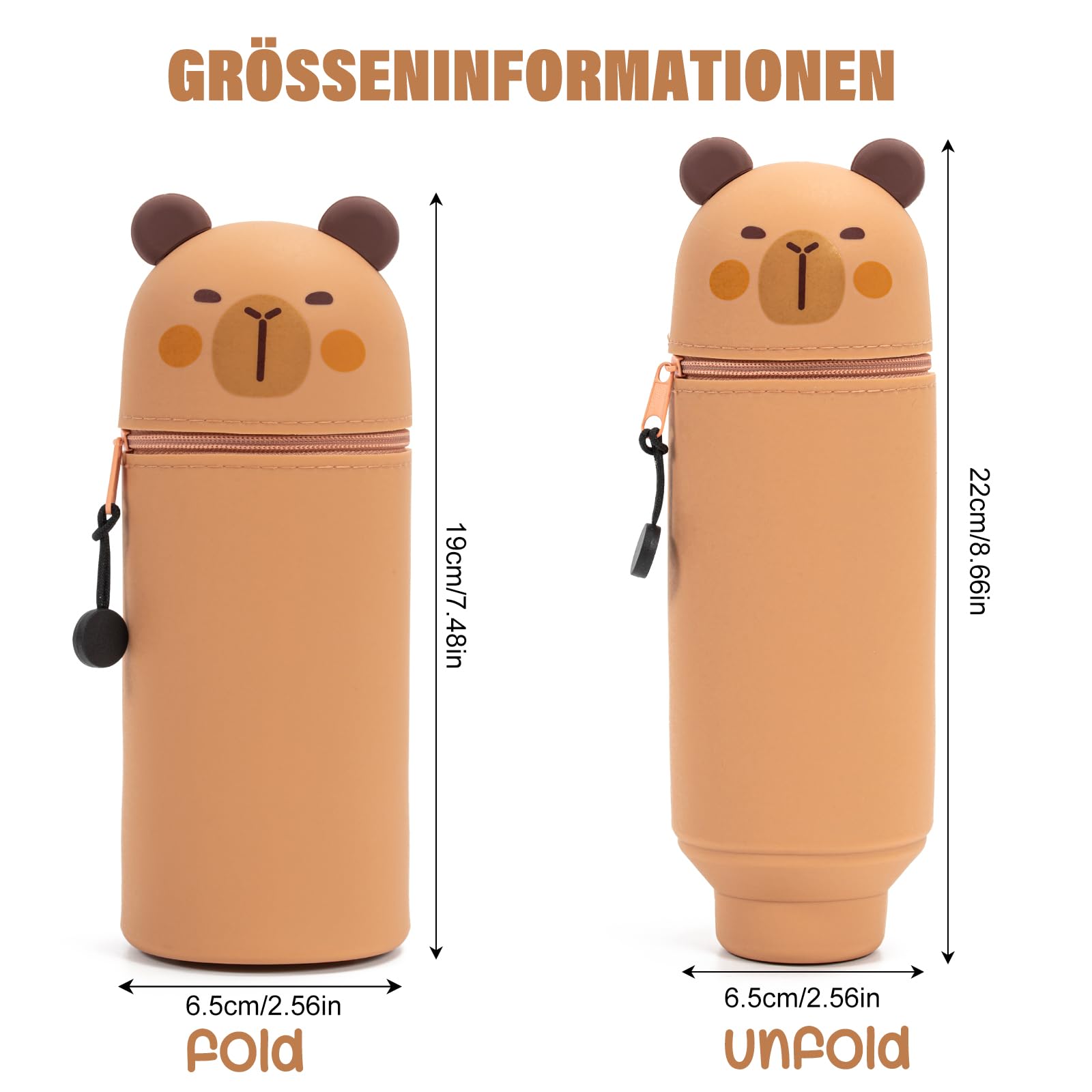 Zouwel Capybara 2 en 1 en Silicone, Trousse Kawaii pour Filles et Garçons | Rangement pour Crayons et Marqueurs