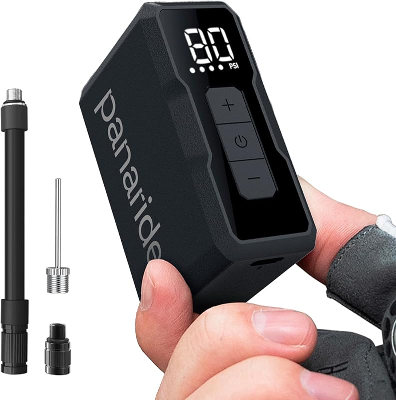 Mini bomba de bicicleta, mini bomba de bicicleta eléctrica de 120 PSI, 120 g, parada automática inteligente, precisión de ±1 PSI, bomba de bicicleta eléctrica portátil funciona con válvulas Presta y Schrader