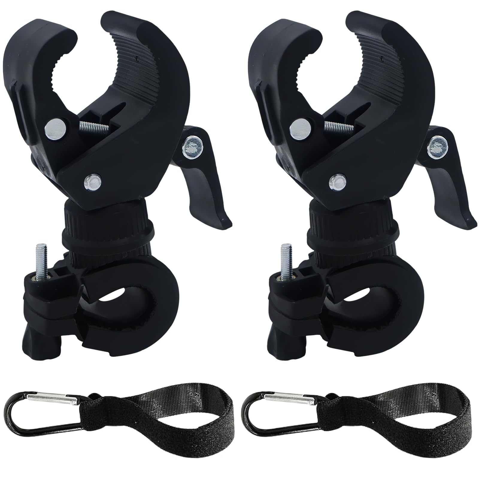 soujkooy 4pcs Cane Accessories,360° Rotatable Adjustable Stick Rack for Walker Drive Rollator Wheelchair Universal Crutches Holder with Hook for Seniors