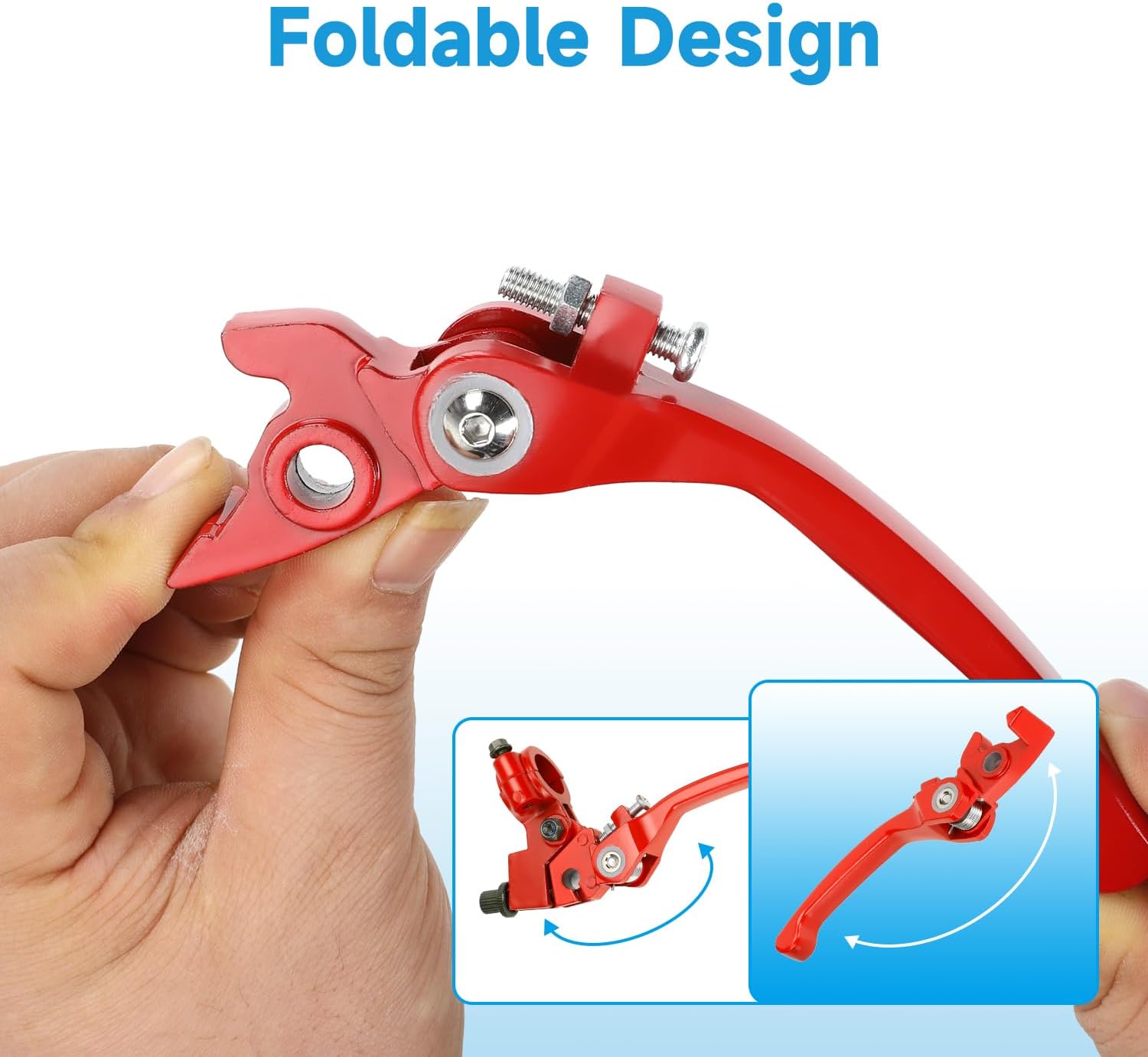 EOPOAYI Folding Clutch Brake Lever Cable and 7/8" Throttle Handle Grips Kit Compatible with 110cc 125cc Pit Dirt Bike SSR Apollo RFZ DBX18 Taotao DB17 TTR Coolster M-125 Xmotos Motorcycle Parts Red