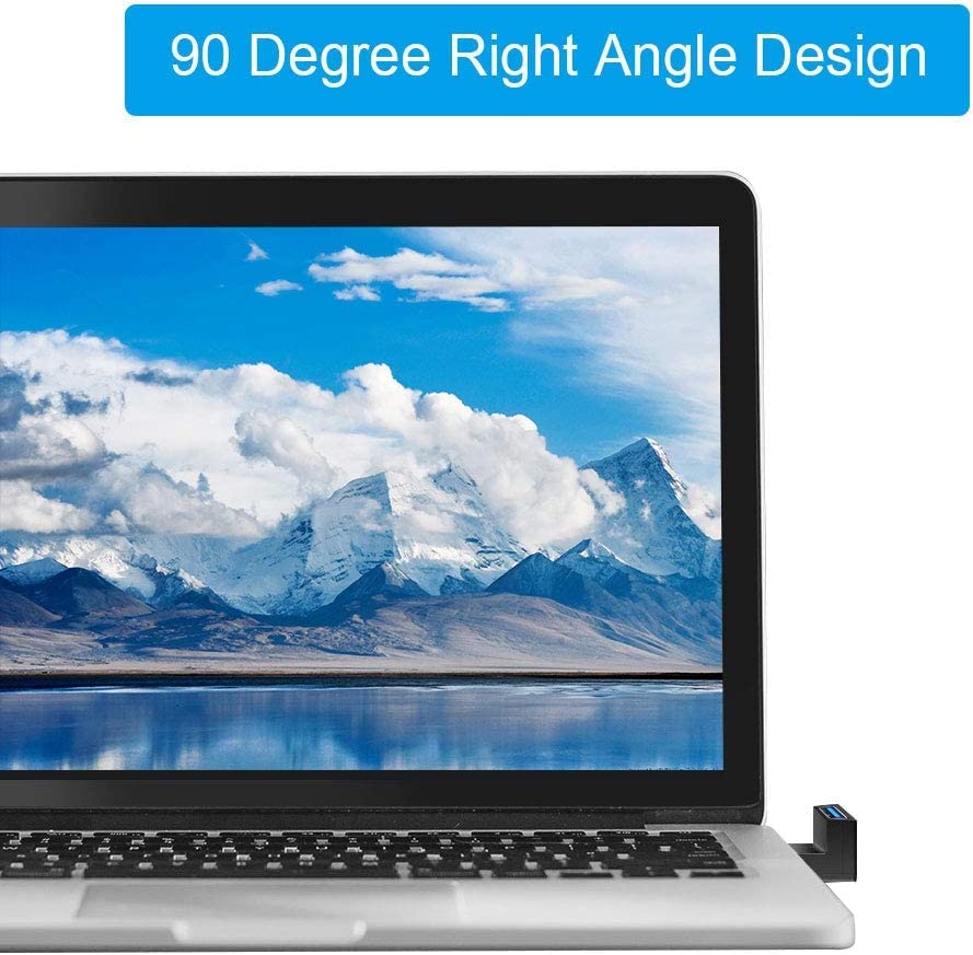 Image of 4 Pack USB 3.0 90 Degree Male to Female Adapter, Super Speed up to 5Gbps, Right Angle Design for Tight Spaces, 4 Piece