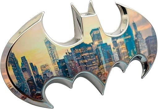 Fan Emblems Batman Car Emblem - 1989 Batwing Batarang Symbol 3D Auto Badge - Color Chrome - Size 3.8 x 1.8 x 0.2 inches - Officially Licensed DC Car Accessories