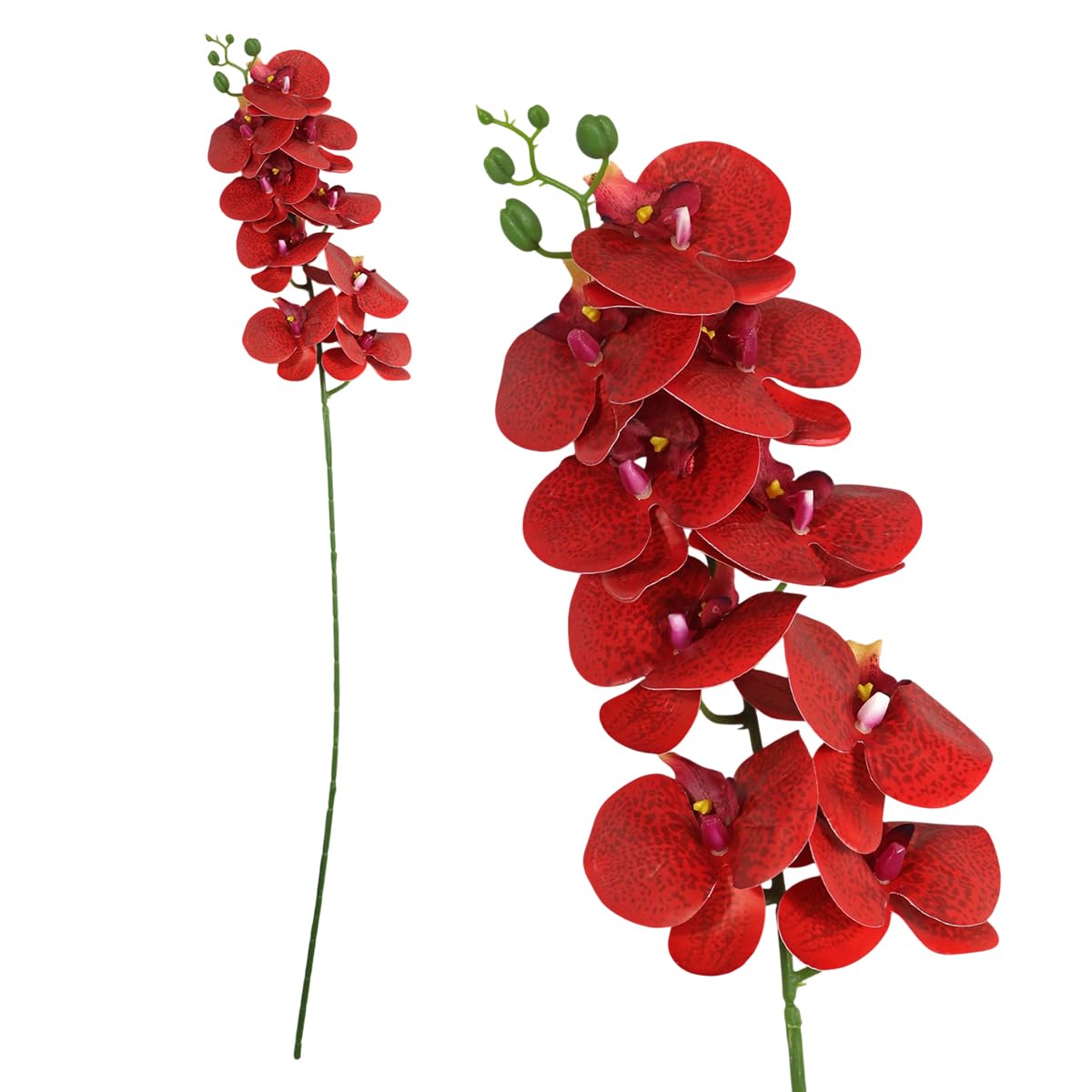 Reiki Crystal Products Artificial Red Orchid Flower – 1 Stick with 9 Flower Heads | Real Touch Faux Blooms for Home Décor, Bedroom, Living Room, Office, Table & Gifting Weddings (Without Vase Pot)-image-1