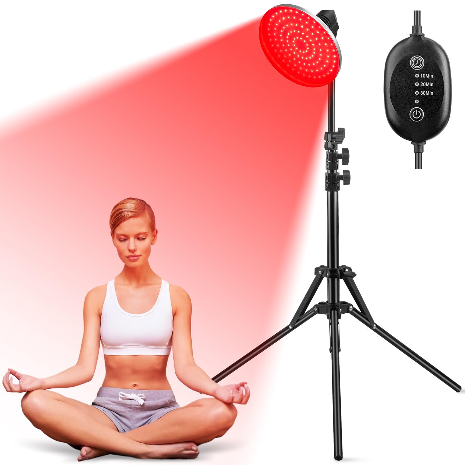 Lámpara infrarroja 660nm, 120 LED, temporizador | 660nm, 30-60°C, 10–30 min, altura 58–116cm