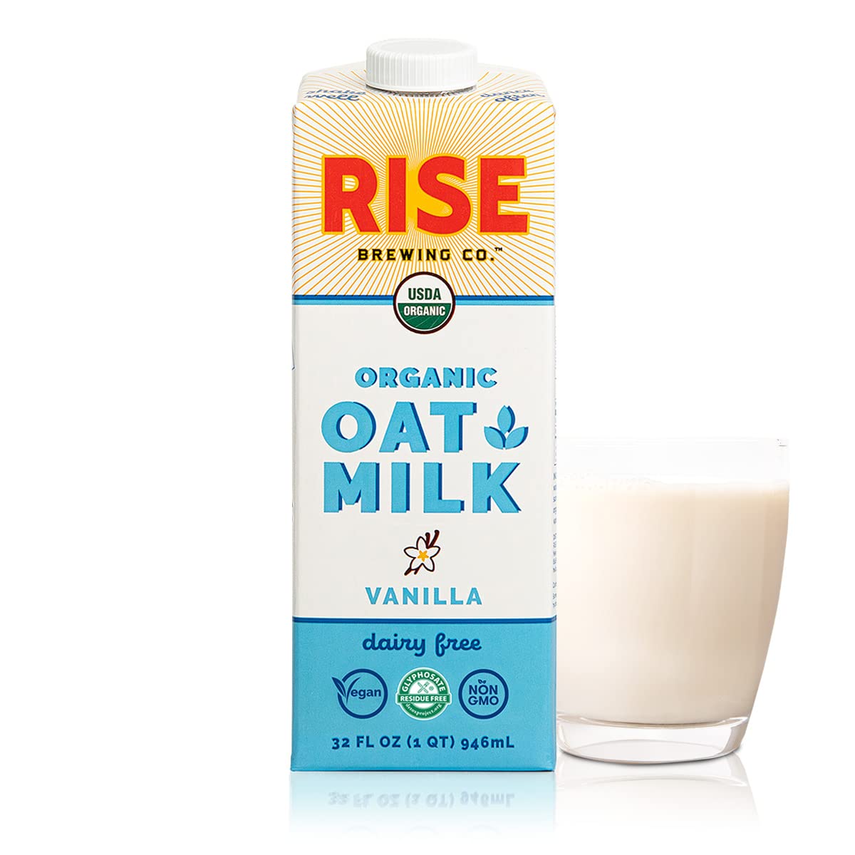 RISE Brewing Co. | Vanilla Oat Milk | USDA Organic & Non-GMO | Vegan & Non-Dairy | 32 fl. oz. Cartons (6 pack)