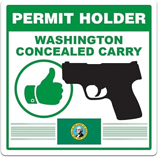 Washington Concealed Carry Permit Holder CCW Sticker Decal 14"x14"