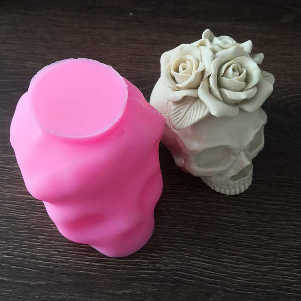3D Rose Flower Skull Candle Resin Casting Mold UV Crystal Epoxy Resin Mold Handmade Human for Head Skeleton Silicone MOL