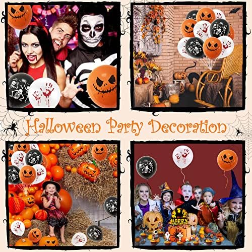 24pcs Halloween Balloons Decorations Set, 12 Inch Black Orange White Balloons Happy Halloween Ghost Latex Balloons for Halloween Party Decoration All Hallows' Day